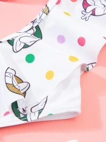 TOM & JERRY X SHEIN Young Girl Ruffle Trim Cartoon Print Bikini Set Summer Beach - Multicolor - View 4