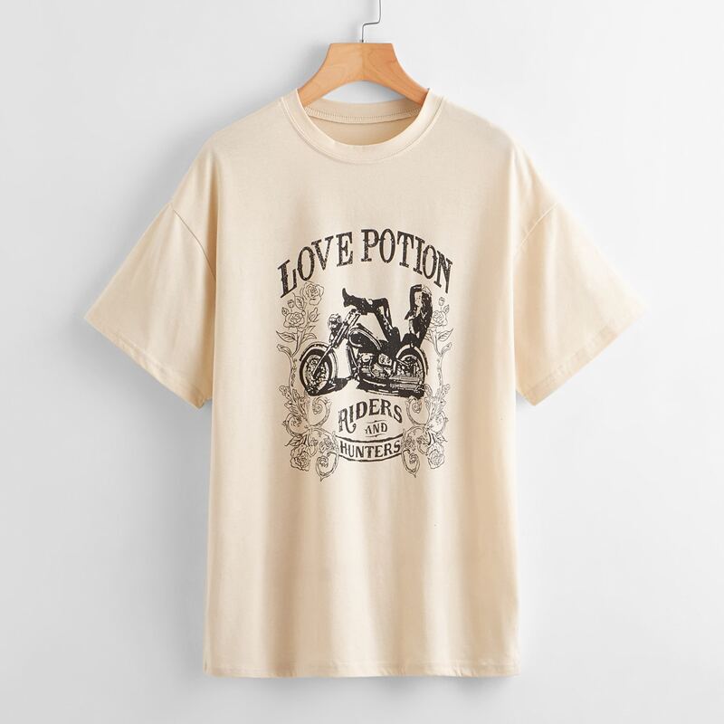 

Letter Figure Graphic Tee, Apricot