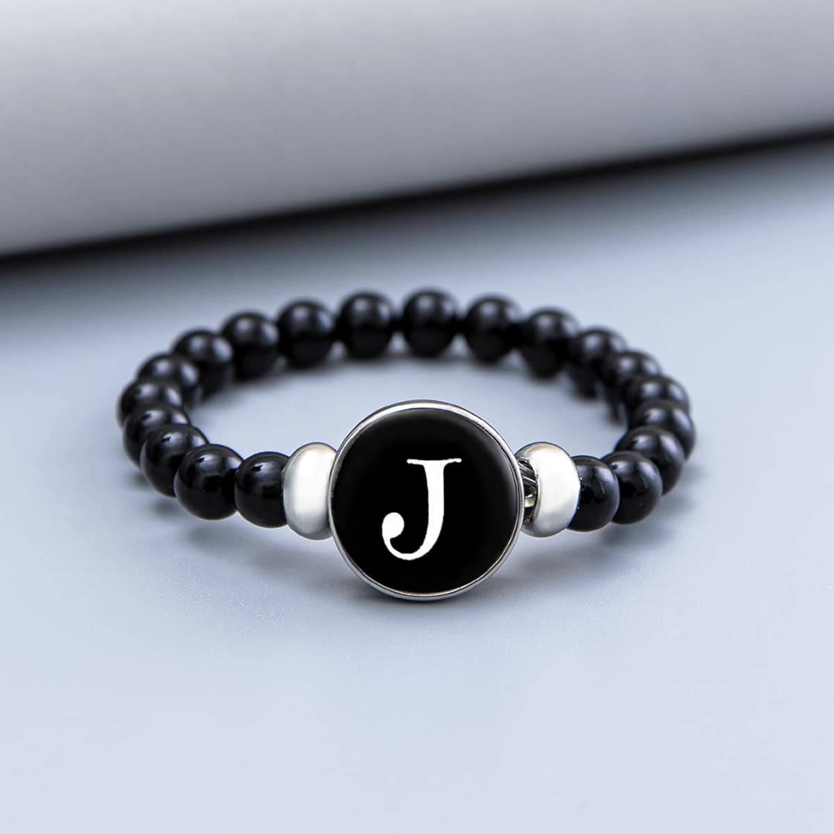 

Guys Letter Graphic Beaded Bracelet, Black
