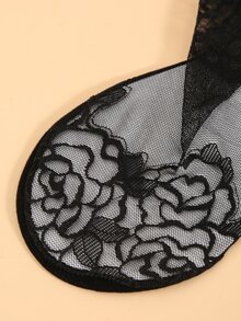 3pairs Contrast Lace Ankle Socks - Black - View 5