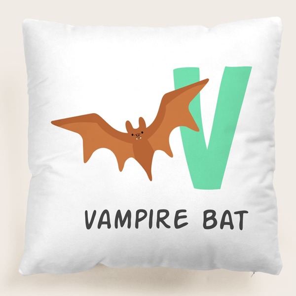 

Cartoon Bat Kids Cushion Cover Without Filler, Multicolor