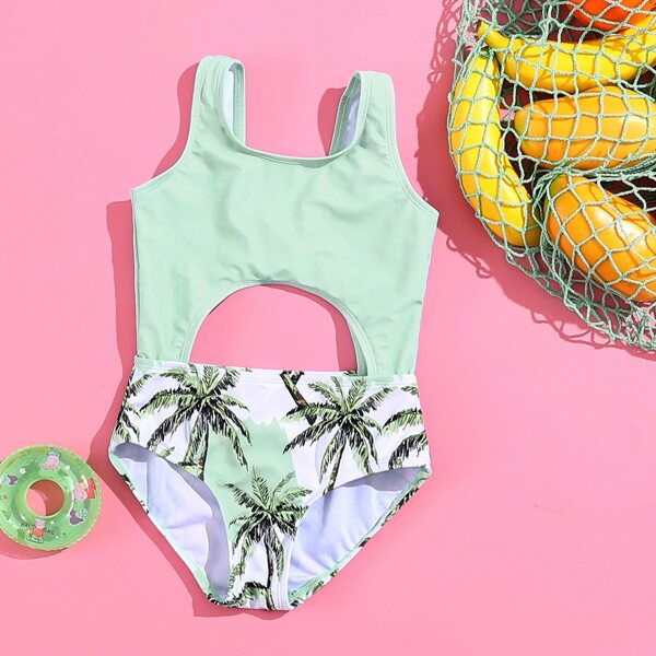 

Toddler Girls Palm Tree Pattern One Piece Swimsuit, Multicolor