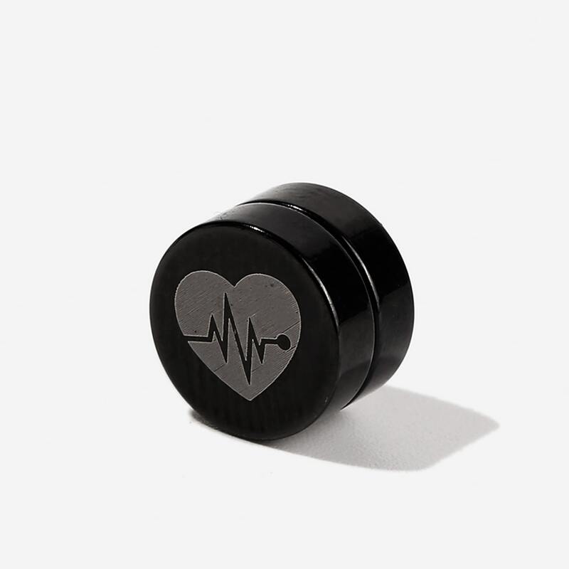 

Guys Heart Print Earring, Black