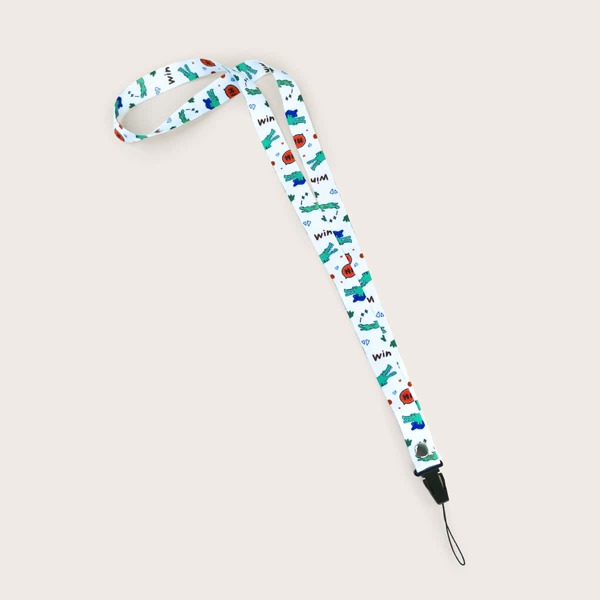 

Cartoon Crocodile Phone Lanyard, White