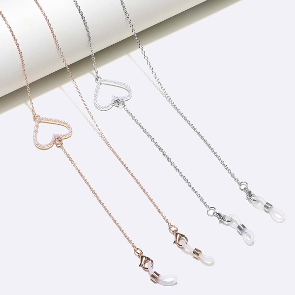 

2pcs Heart Decor Glasses Chain, Multicolor