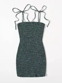 Knot Strap Shirred Ditsy Floral Dress - Multicolor - View 2