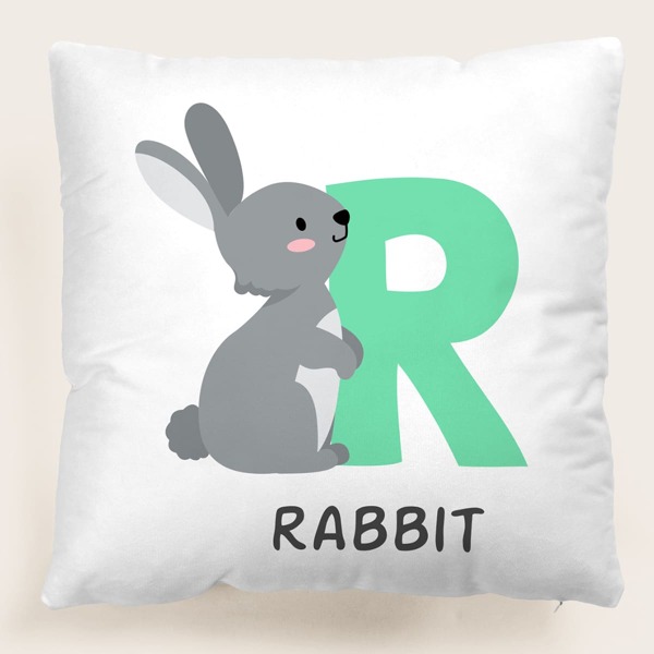 

Cartoon Rabbit Kids Cushion Cover Without Filler, Multicolor