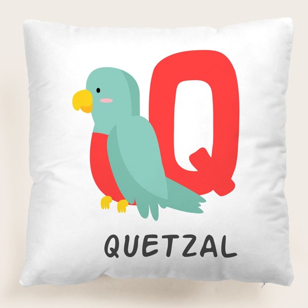 

Cartoon Quetzal Kids Cushion Cover Without Filler, Multicolor