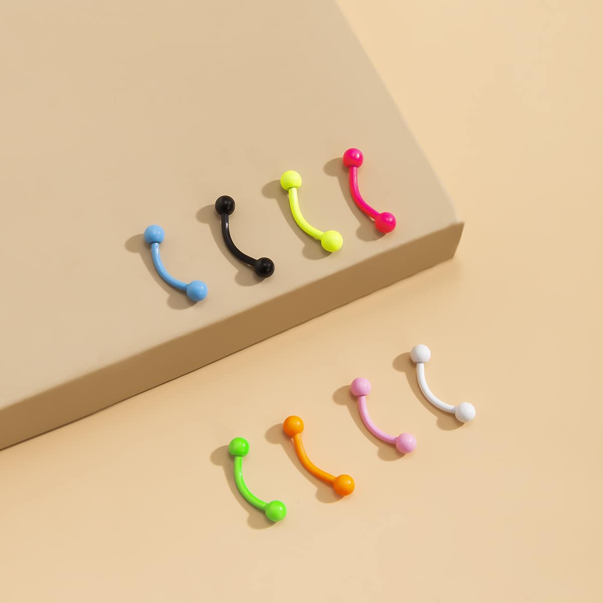 

8pcs Colorful Stud Earrings, Multicolor