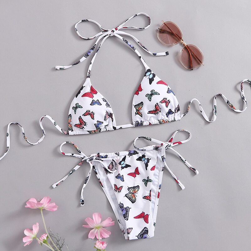 

Butterfly Print Bikini Swimsuit, Multicolor