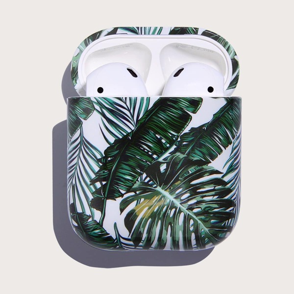 

Leaf Print Case For Airpods, Green