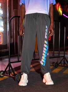 Manfinity Men Holographic Letter Graphic Pants