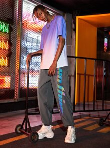 Manfinity Men Holographic Letter Graphic Pants