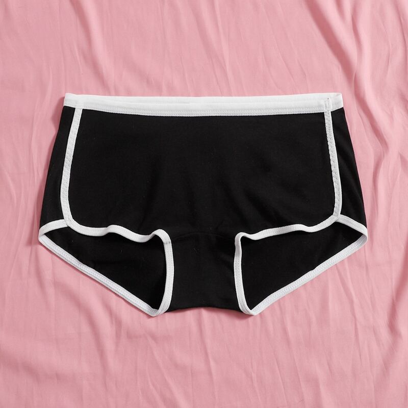 

Solid Contrast Binding Panty, Black and white