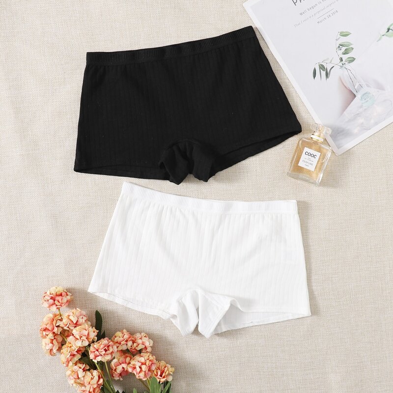 

2pack Solid Panty Set, Black and white