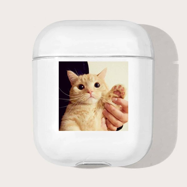 

Прозрачный чехол для Airpods с узором кошки