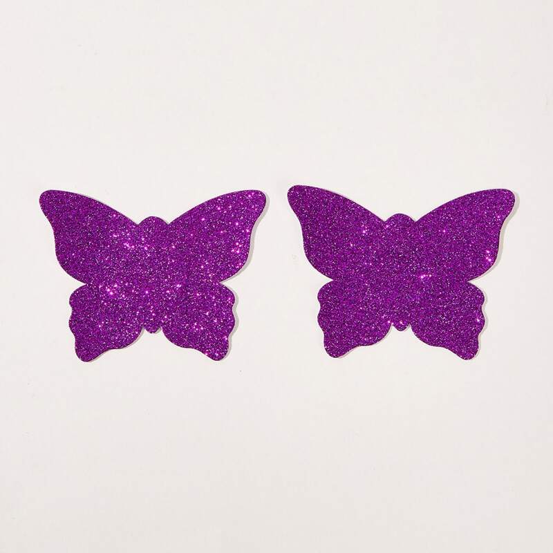 

1pair Butterfly Shape Nipple Cover, Purple