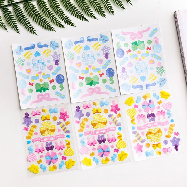 

2sheets Cartoon Graphic Random Sticker, Multicolor