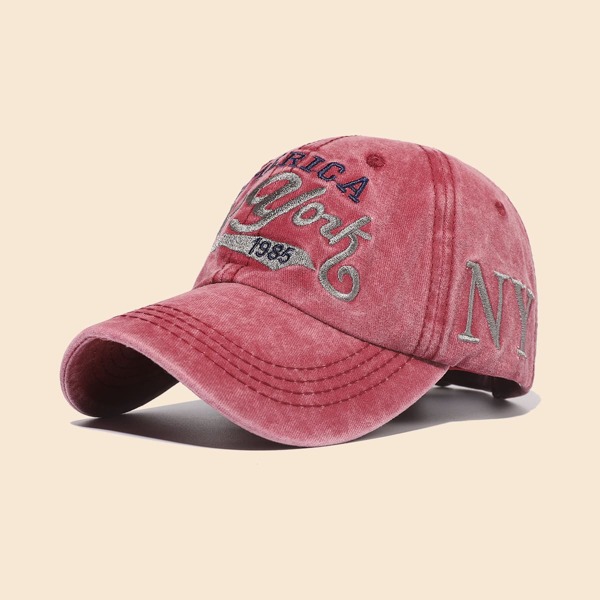 

Men Letter Embroidered Baseball Cap, Burgundy