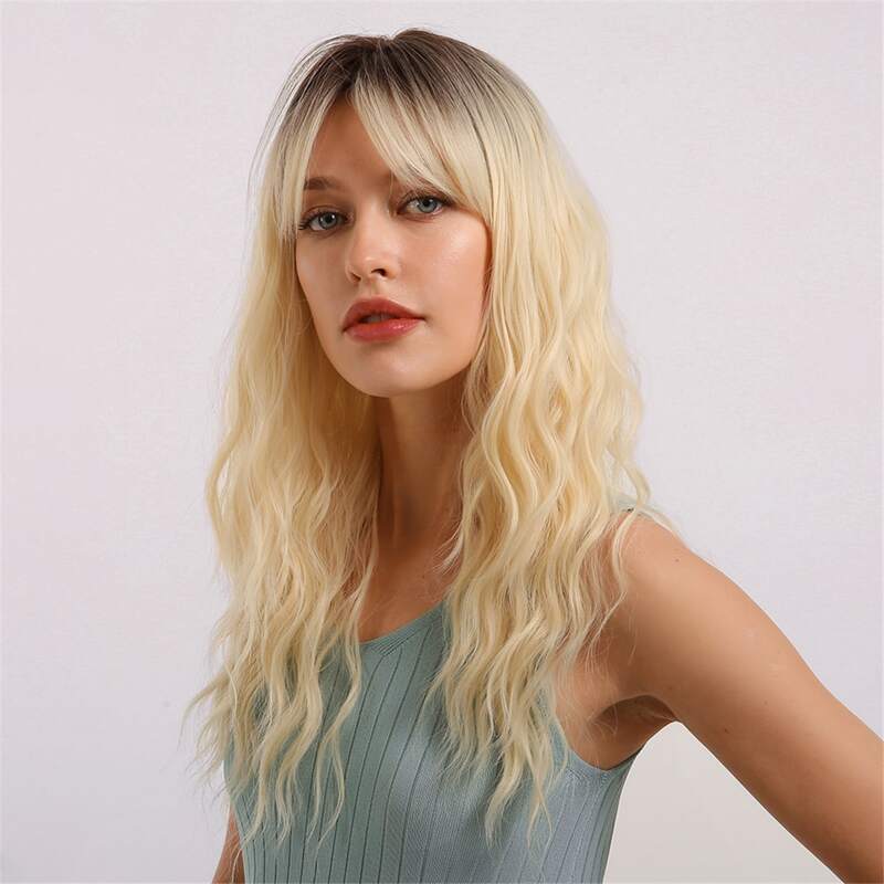 

Natural Long Curly Wig With Bangs, Multicolor