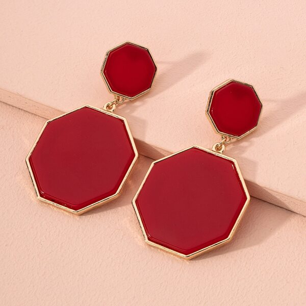

Geo Design Drop Earrings, Gold