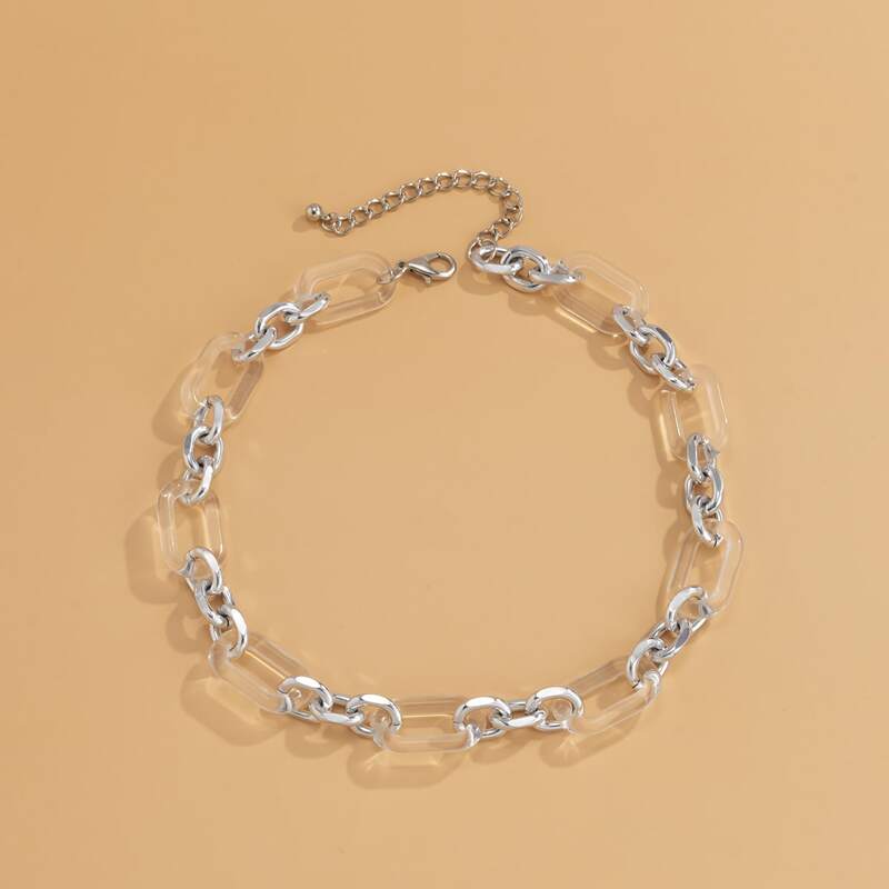 

Color Block Chain Necklace, Silver