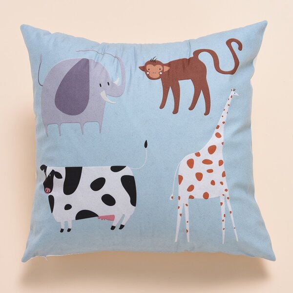 

Kids Animal Print Cushion Cover Without Filler, Blue