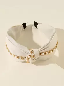 鏈條裝飾髮箍 - 白色 - 查看 1
