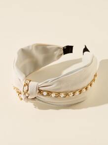 鏈條裝飾髮箍 - 白色 - 查看 2