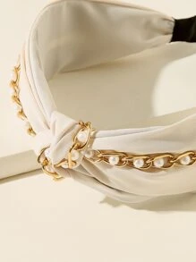 鏈條裝飾髮箍 - 白色 - 查看 3