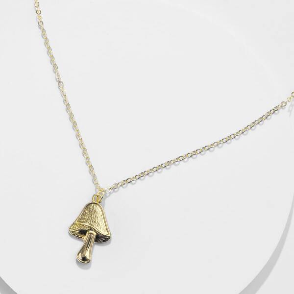 

Mushroom Charm Necklace, Gold