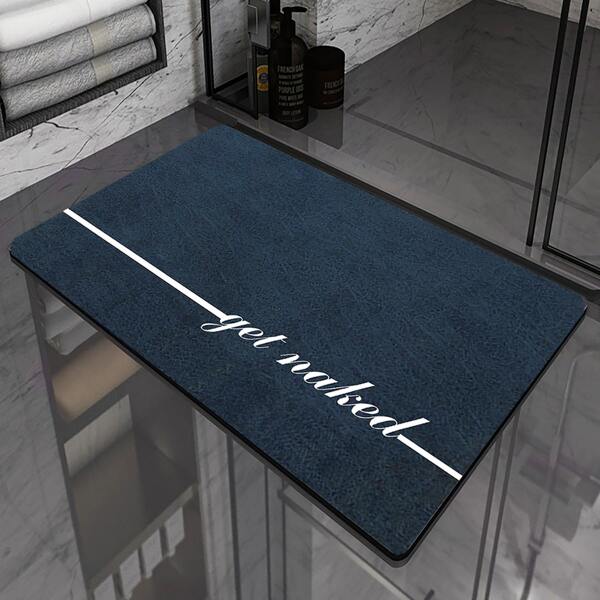 

Slogan Graphic Non-slip Floor Mat, Black and white