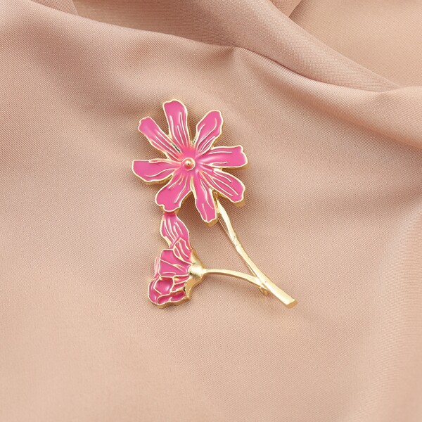 

Flower Design Brooch, Hot pink