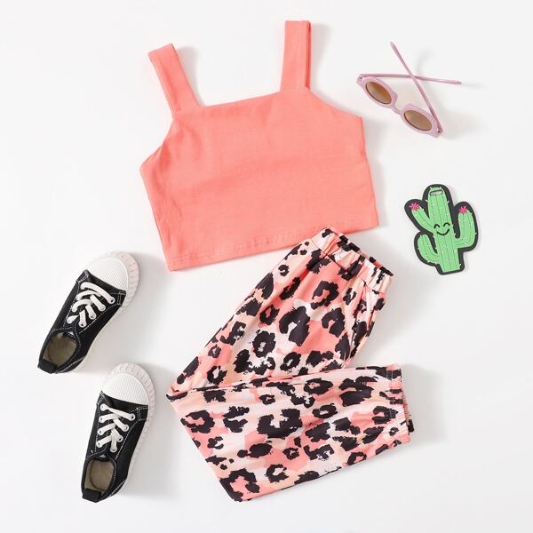 

Toddler Girls Crop Tank Top & Leopard Pants Set, Multicolor