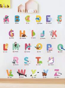 Kids Alphabet Print Wall Sticker - Multicolor - View 1