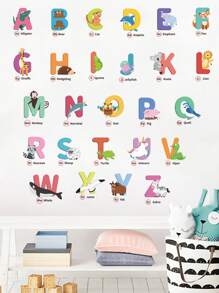 Kids Alphabet Print Wall Sticker - Multicolor - View 2