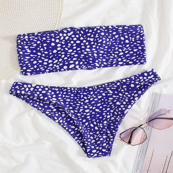 

Dalmatian Lace-up Bandeau Bikini Swimsuit, Blue and white