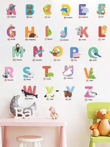Kids Alphabet Print Wall Sticker - Multicolor - View 5