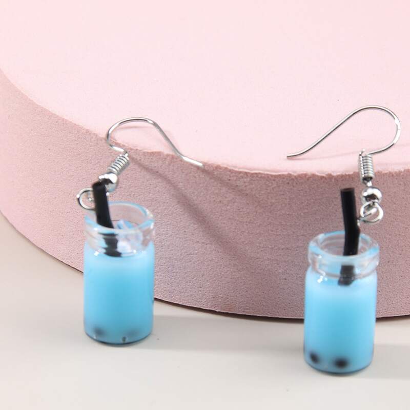 

Bubble Milk Tea Charm Earrings, Blue