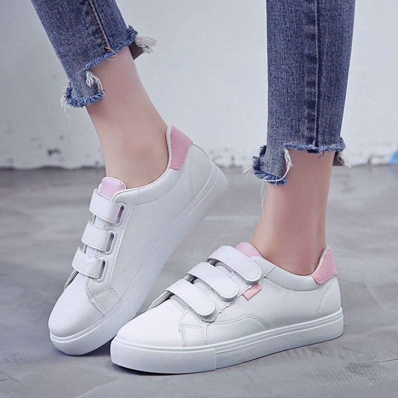 

Solid Velcro Strap Skate Shoes, White