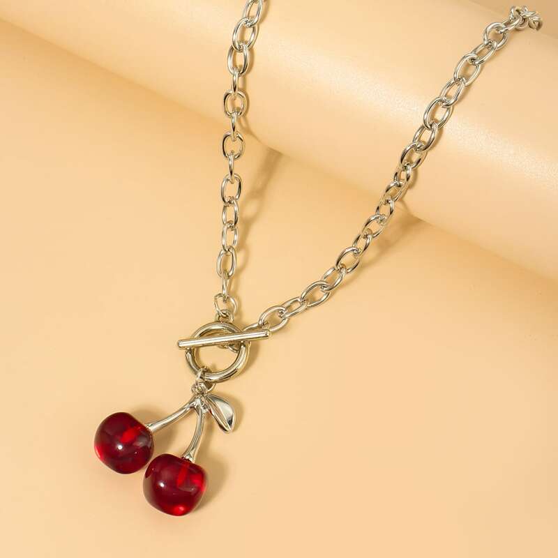 

Cherry Pendant Necklace, Red