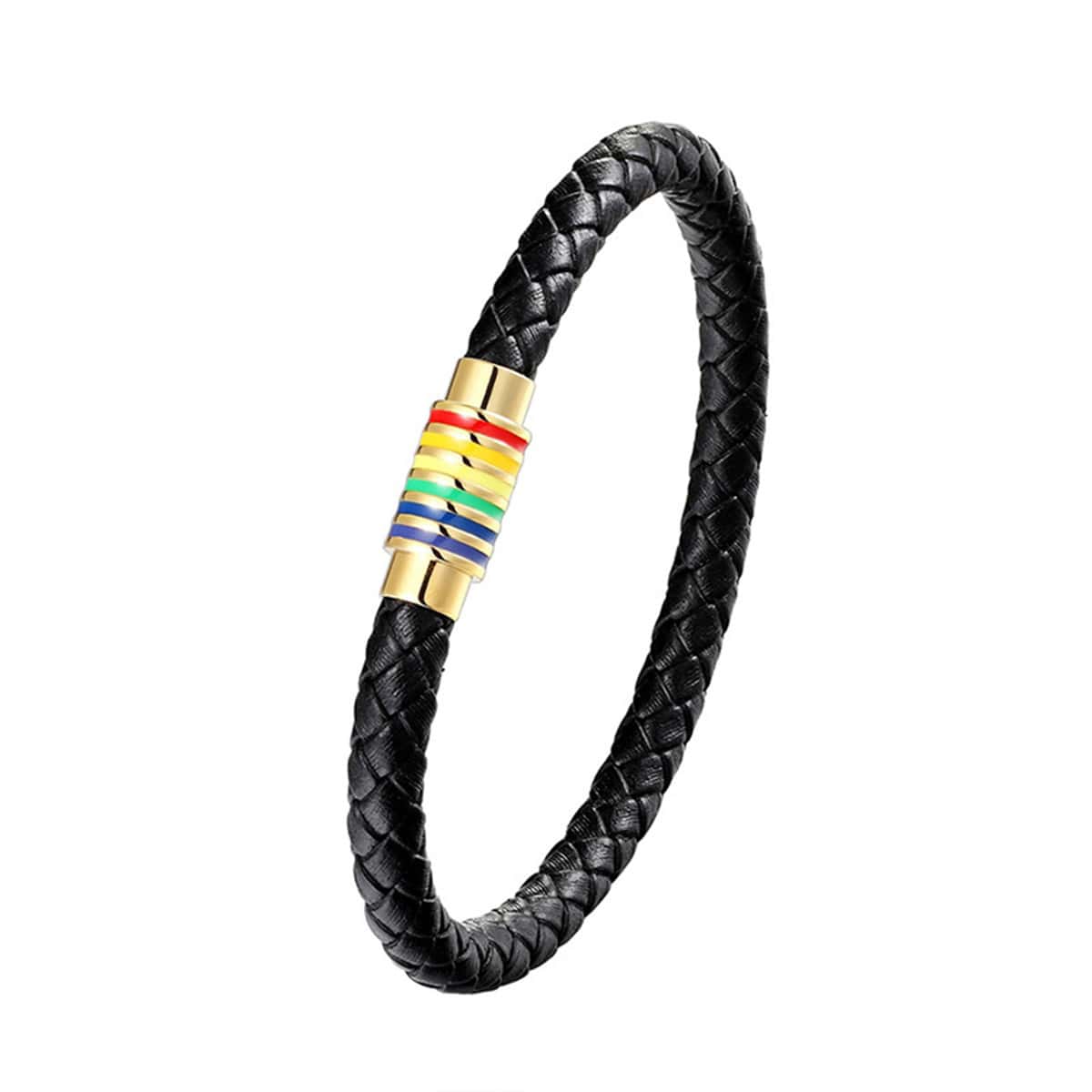 

Guys Rainbow Braided Bracelet, Black