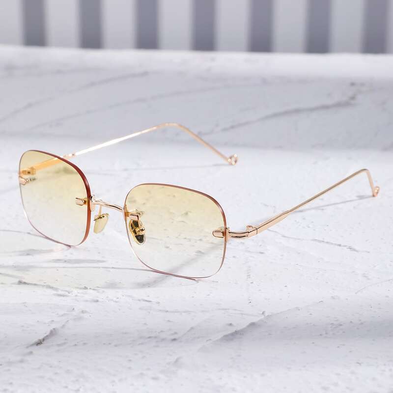 

Guys Square Rimless Sunglasses, Yellow