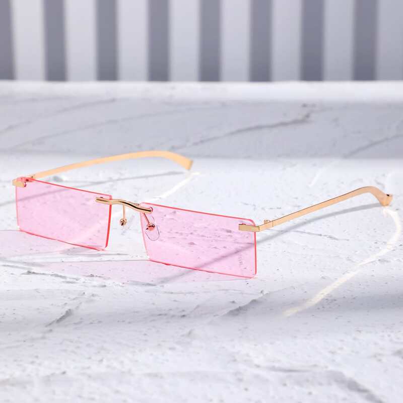 

Guys Square Rimless Sunglasses, Pink