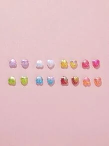Approximately 320pcs Mixed Color 8*8mm Transparent Acrylic Loveheart Beads For Diy Bracelet & Necklace Making