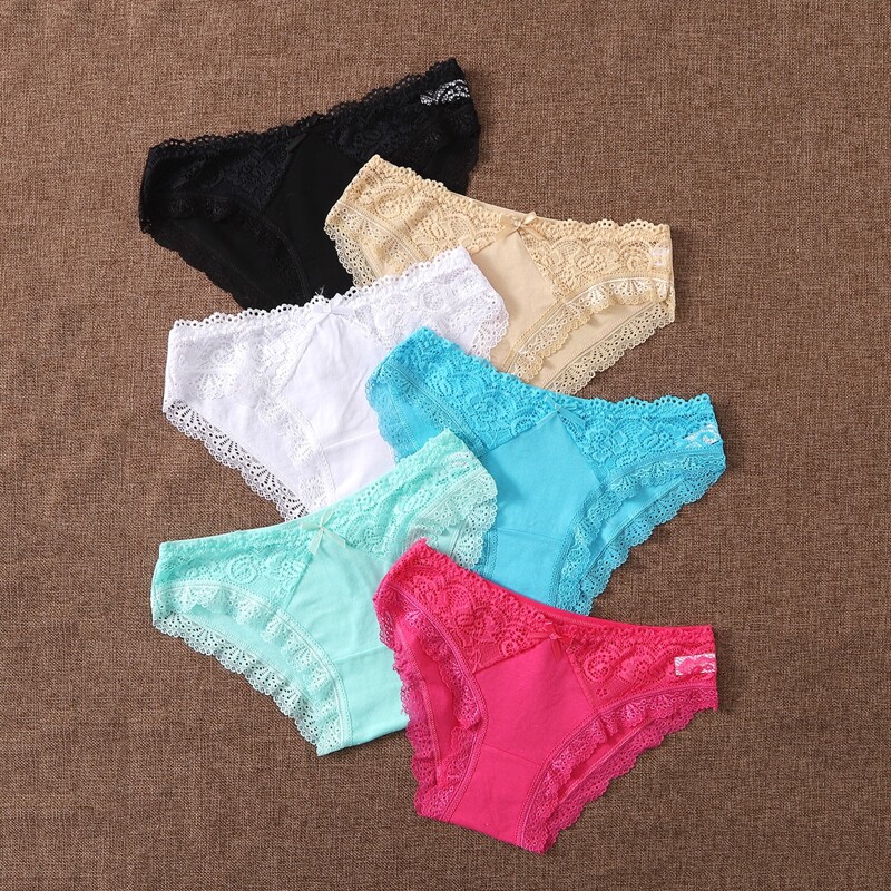 

6pack Scallop Lace Trim Panty Set, Multicolor