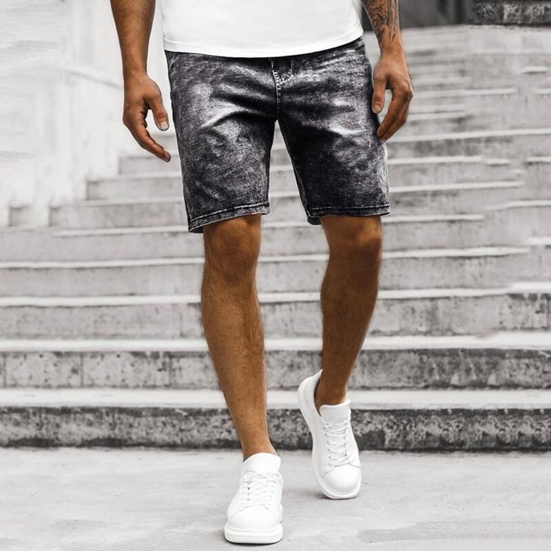 

Guys Pocket Patched Denim Shorts, Dark grey