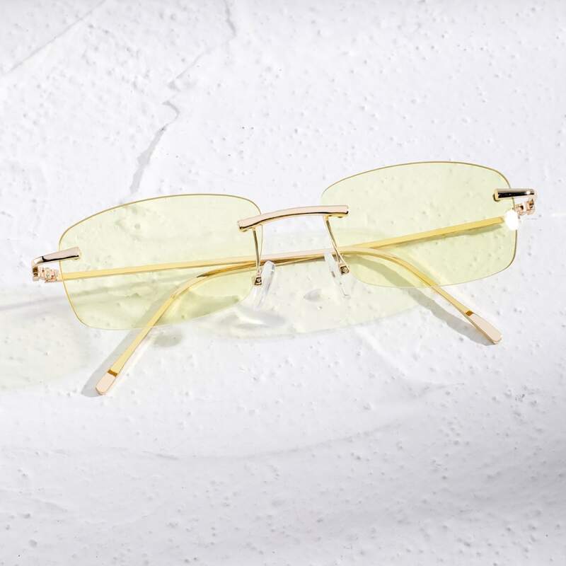 

Guys Square Rimless Sunglasses, Green