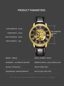 Reloj mecánico esqueleto para hombre - Dorado - Ver 4
