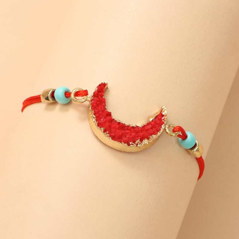 

Moon Charm Bracelet, Red
